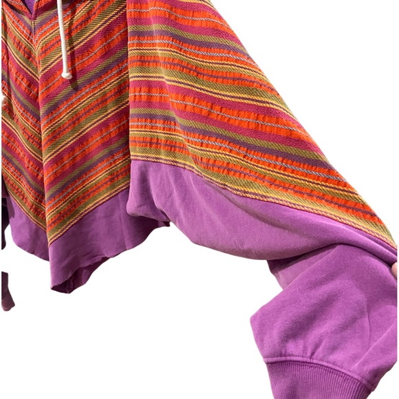 Free People  Sweatshirt Poncho Hoodie Boho SZ XS/S Oversized  NWOT - Picture 5 of 8